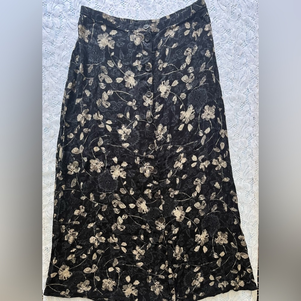 Norton McNaughton Black and Cream Embellished Maxi Skirt